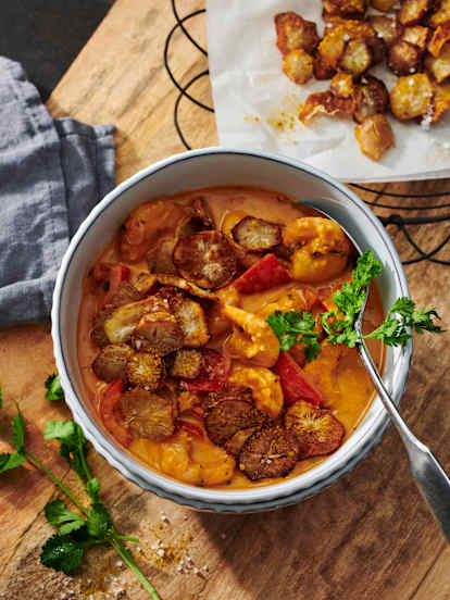 Crevettencurry mit Topinambur