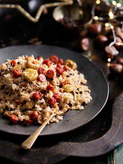 Arroz de linguiça e castanha portuguesa