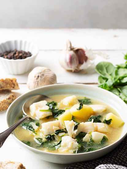 Rybí polévka s treskou a se špenátem