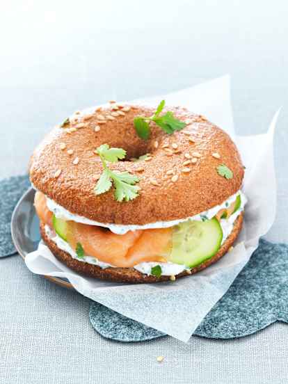 Bagel saumon fumé et concombre