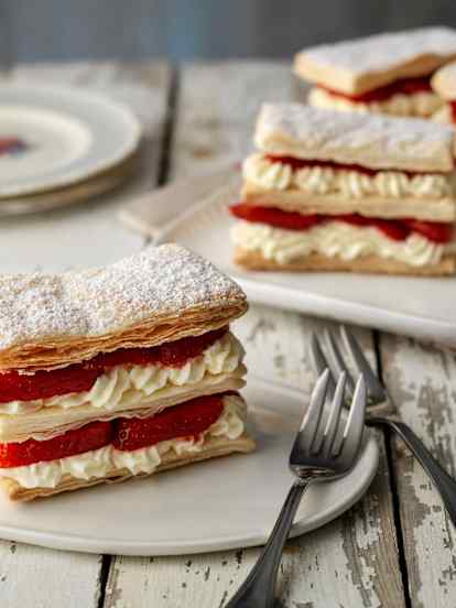 Mini Strawberry and Elderflower Mille Feuille