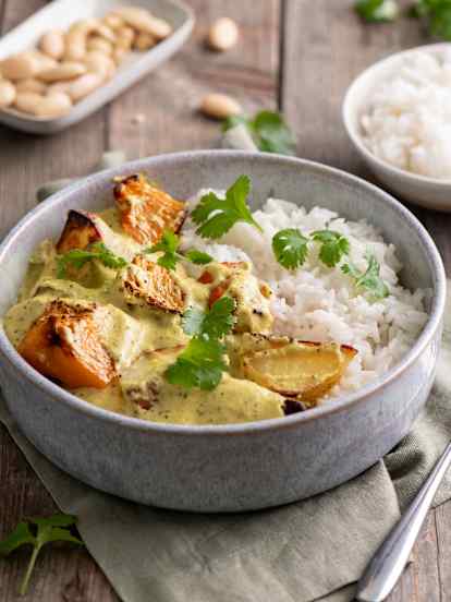 Korma z pieczonymi warzywami