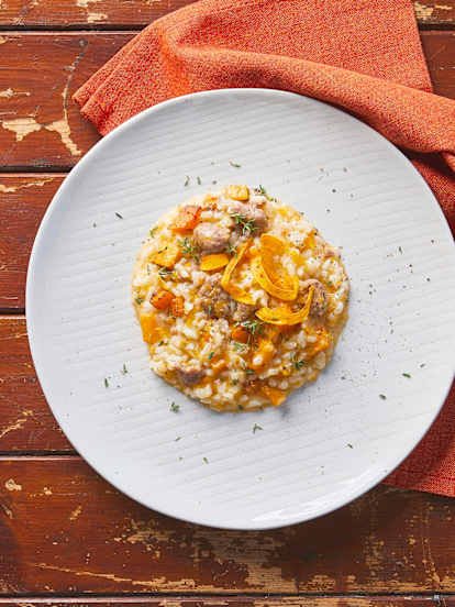 Kürbis-Risotto mit Salsiccia