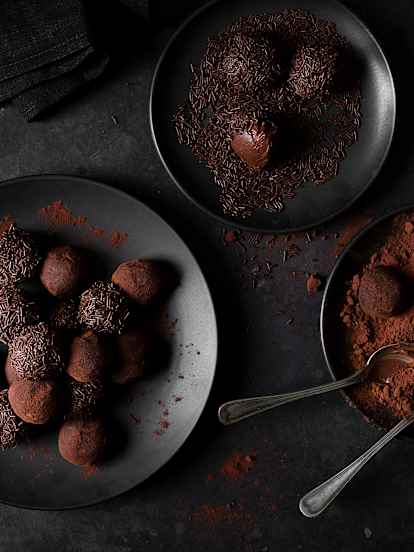 Trufas de chocolate negro