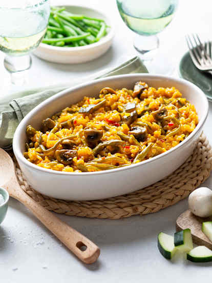 Arroz con verduras en su punto