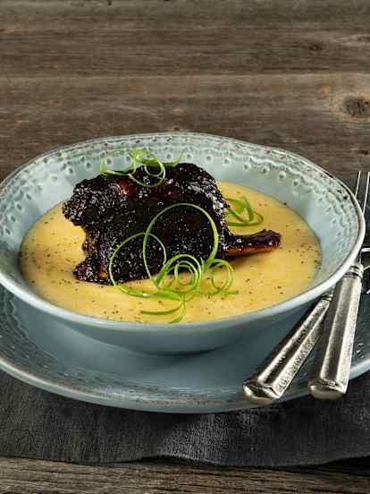 Sweet and Spicy Beef Short Ribs with Polenta