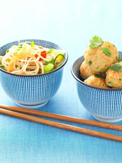 Oriental Pork Meatballs with Noodles