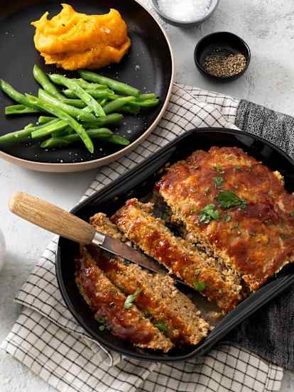 Glazed pork and beef meatloaf