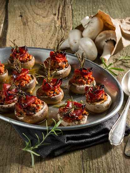 Champignons mit Chorizo gefüllt