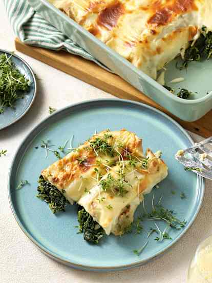 Überbackene Spinat-Palatschinken