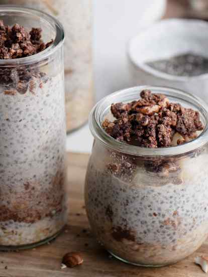 Porridge au chocolat et à la poire à préparer la veille