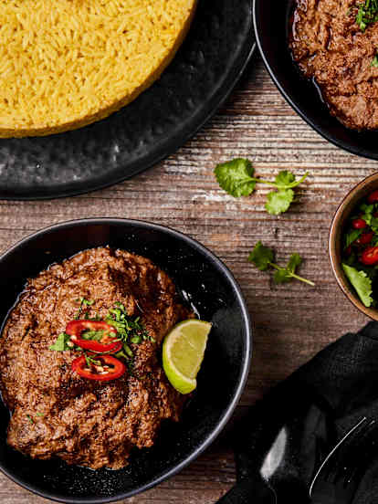 Rendang met Gele Kleefrijst