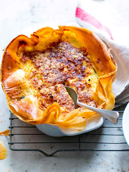 Gratin d'oignons et de poireaux en brick