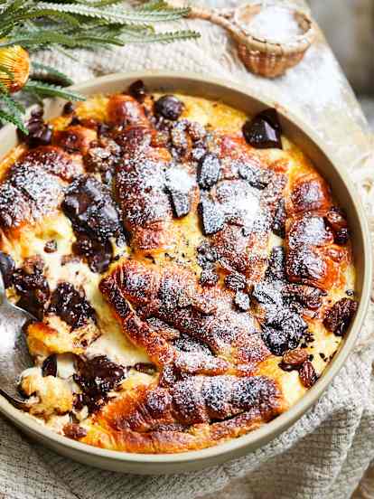 Mocha croissant pudding