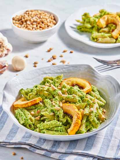 Broccoli Rabe Pesto with Pasta and Roasted Squash