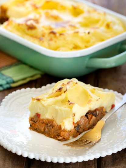 Pastel de papas con pino de berenjenas