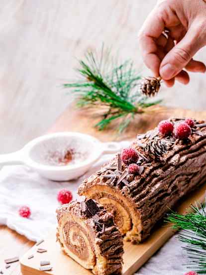 Bûche roulée, crème au beurre au chocolat