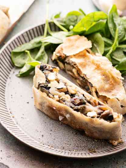 Mushroom and Feta Strudel with Spinach