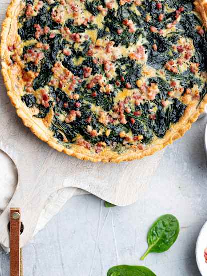 Quiche de espinafres com bacon
