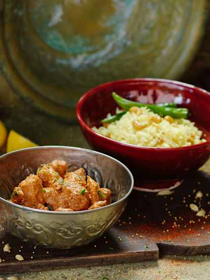Tikka masala de frango com arroz de limão