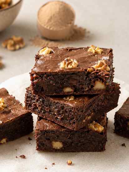 Brownie proteico de chocolate sem glúten