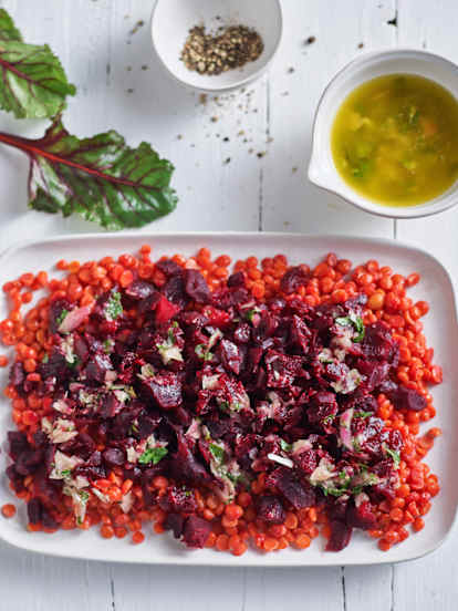 Ensalada de remolacha con vinagreta de perejil