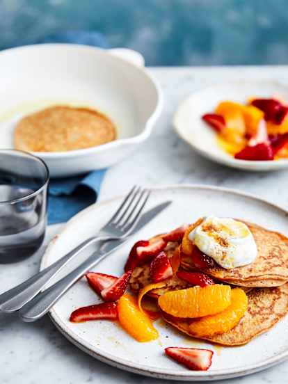 Sweet Potato Pancakes with Orange and Strawberries (Diabetes)