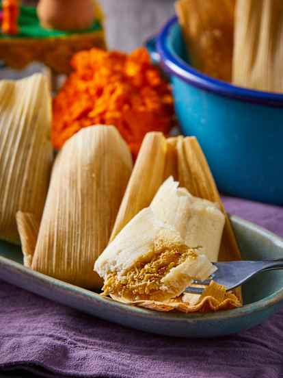 Rajas and Cheese Tamales with Salsa Verde