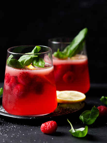 Raspberry and Basil Sangria