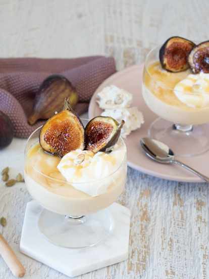 Figs with spiced custard and nougat cream