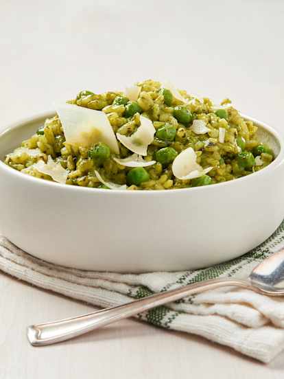 Groene risotto met spinazie en erwten