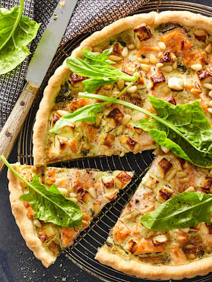 Lachs-Spinat-Quiche mit Feta