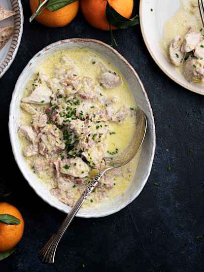 Estofado cremoso de pavo y puerro