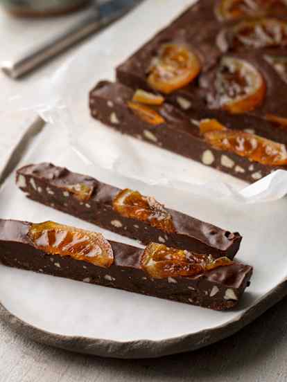 Candied Orange and Almond Chocolate Slice