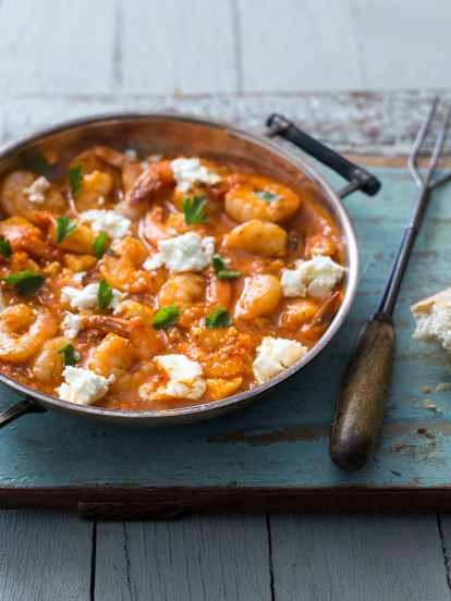 Saganaki  de creveți cu feta