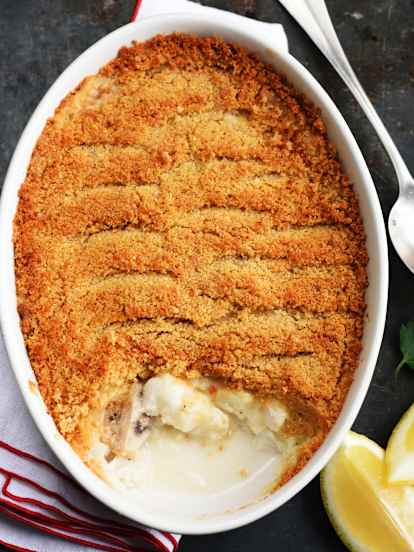 Crumble de cabillaud au citron et au parmesan