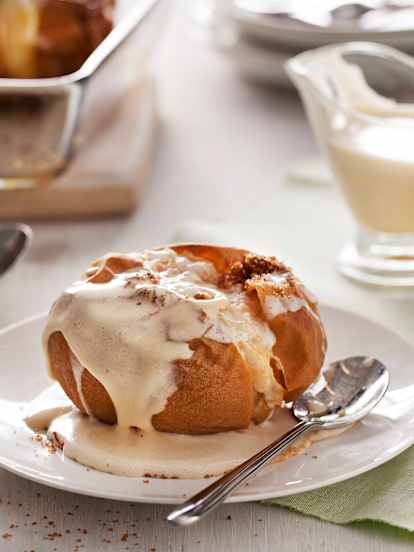 Manzanas asadas con sabayón de moscatel