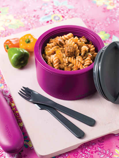 Fusilli com carne guisada