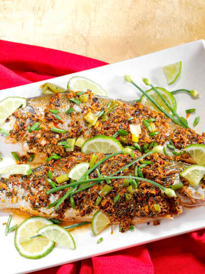 Ginger Garlic Steamed Whole Fish