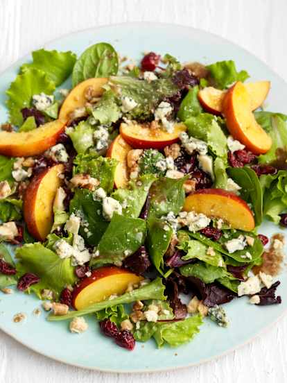 Nectarine, Stilton and Walnut Salad with a Raspberry Vinaigrette