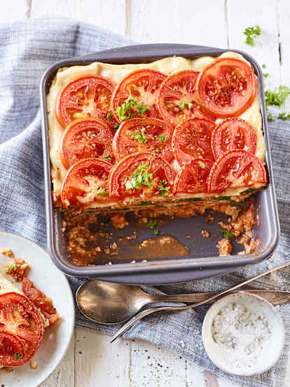 Bloemkool-spinazie lasagne