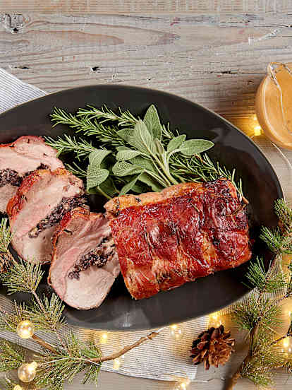 Stuffed Pork Loin with Apple Cider Sauce