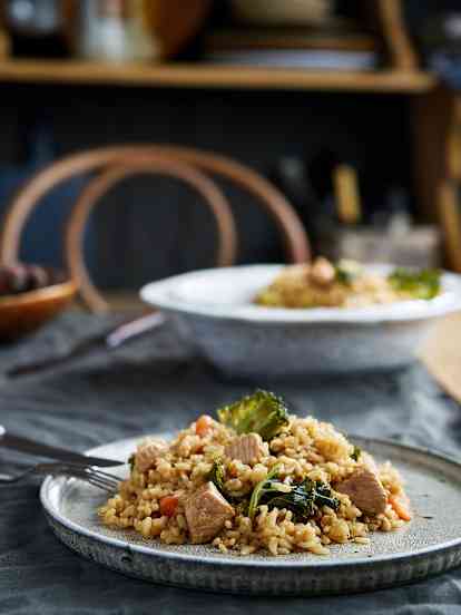 Arroz de peru com legumes