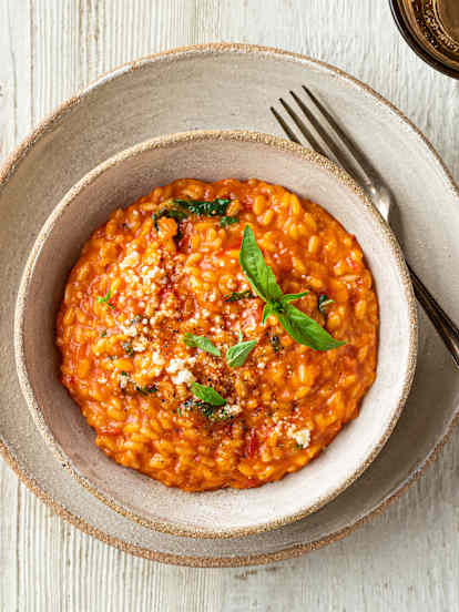 Risotto à la tomate et au basilic