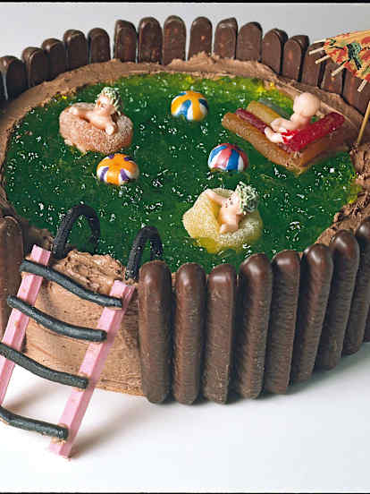 Swimming pool celebration cake