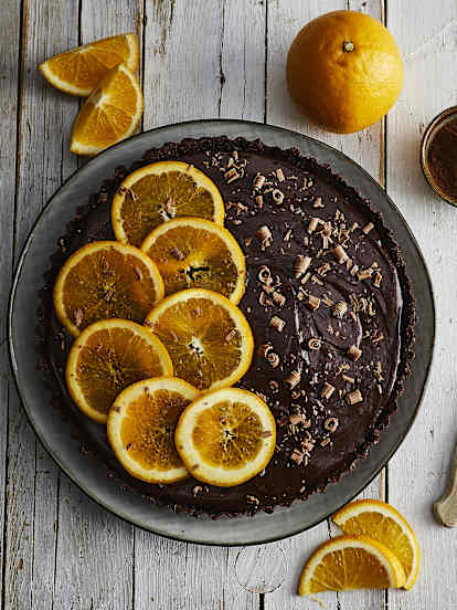 Crostata al cioccolato fondente e arancia