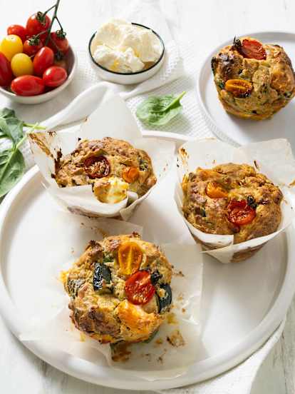 Cheesy roasted vegetable muffins