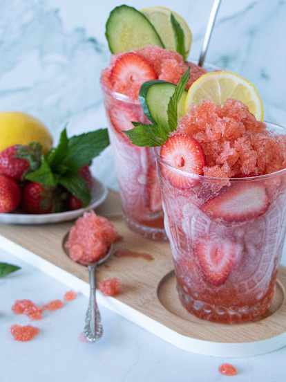 Sparkling Pimm's® strawberry granita