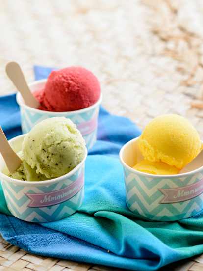 Gelados de fruta com iogurte