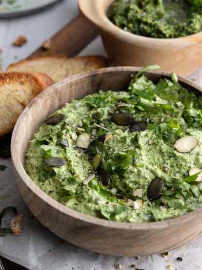 Kale, Coriander Pesto and Yoghurt Dip